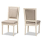 Louane Traditional French Inspired Grey Fabric Upholstered and White Finished Wood 2-Piece Dining Chair Set FredCo