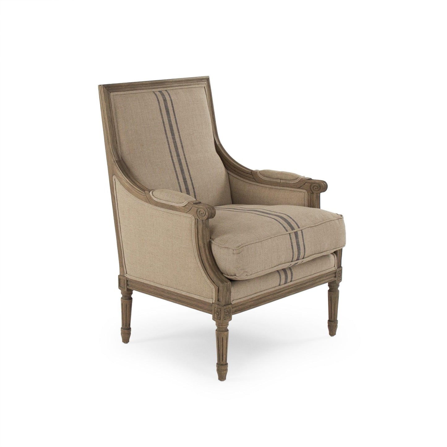 Louis Club Chair B007 E255-3 A033 Blue Stripe FredCo