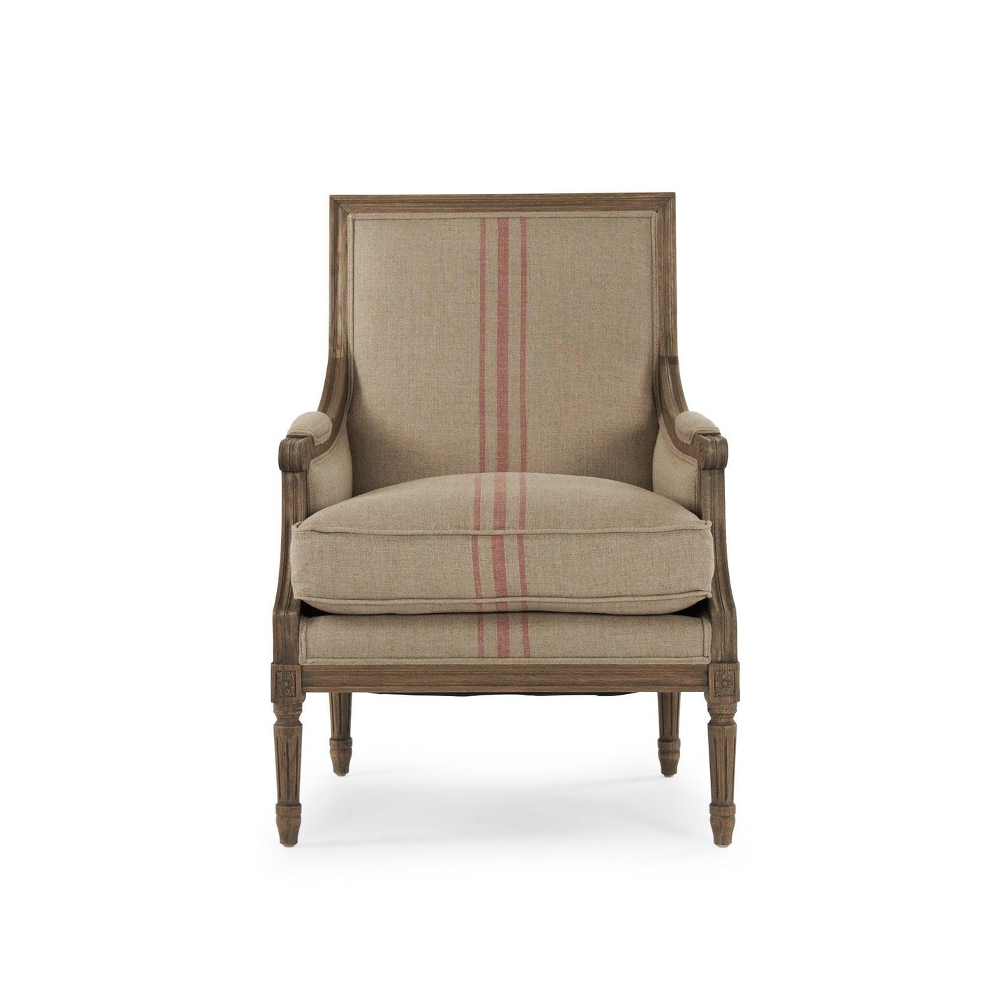 Louis Club Chair B007 E255-3 A034 Red Stripe FredCo