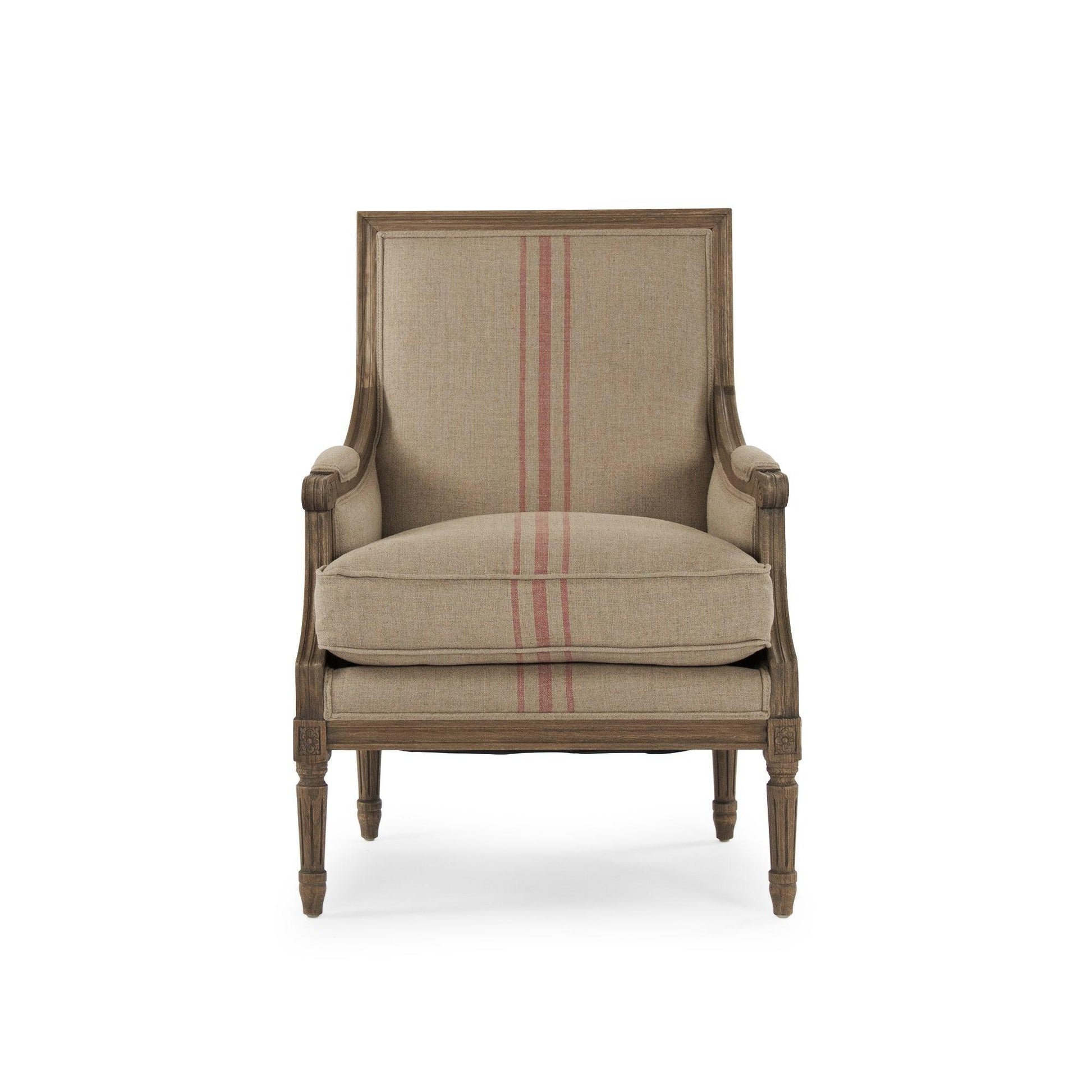 Louis Club Chair B007 E255-3 A034 Red Stripe FredCo