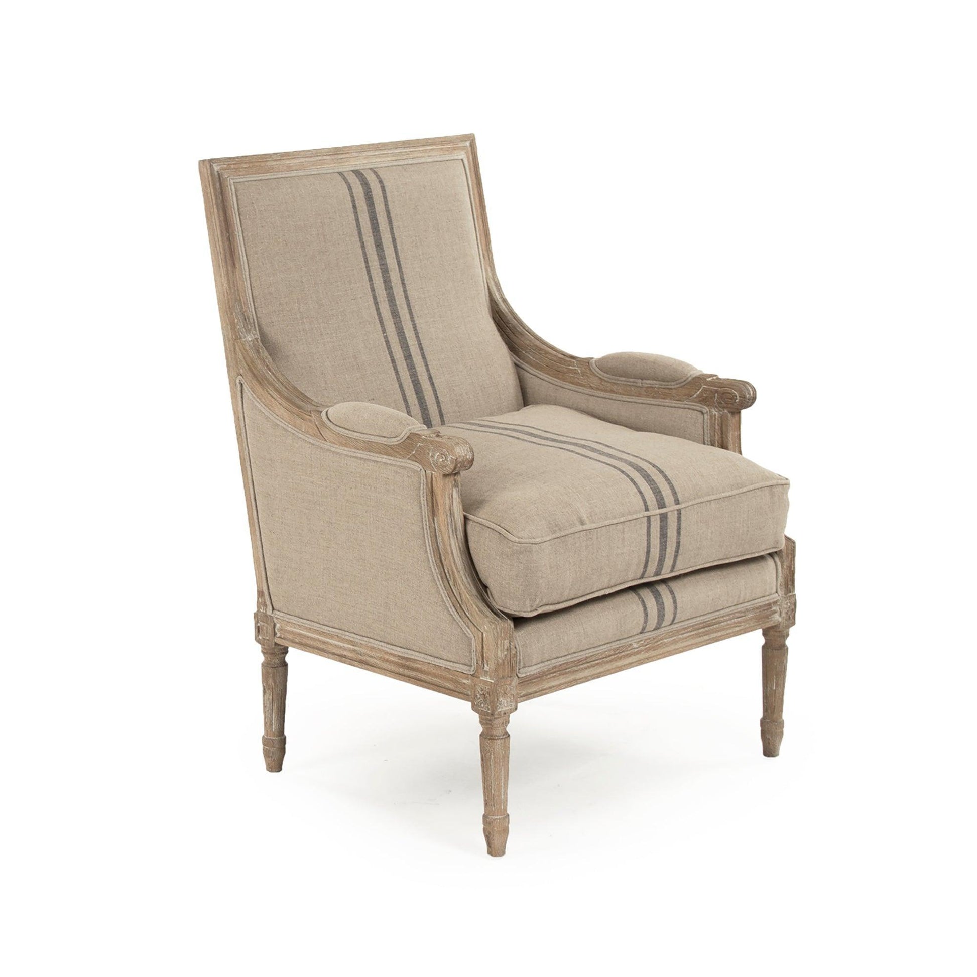 Louis Club Chair B007 E272 A033 Blue Stripe FredCo