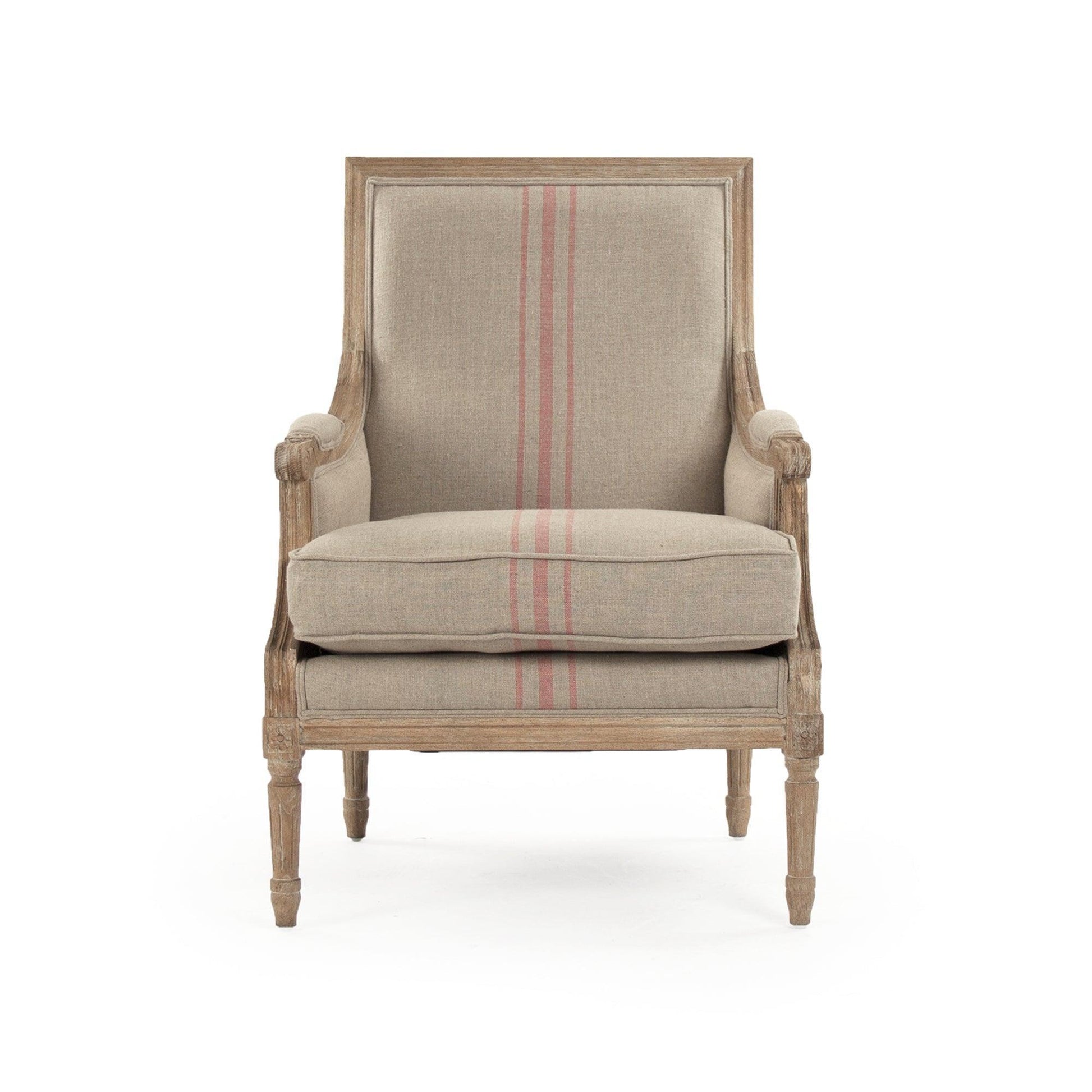 Louis Club Chair B007 E272 A034 Red Stripe FredCo