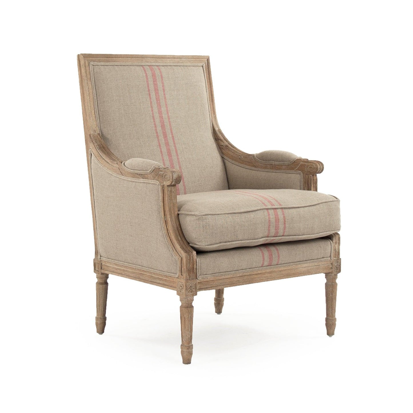 Louis Club Chair B007 E272 A034 Red Stripe FredCo
