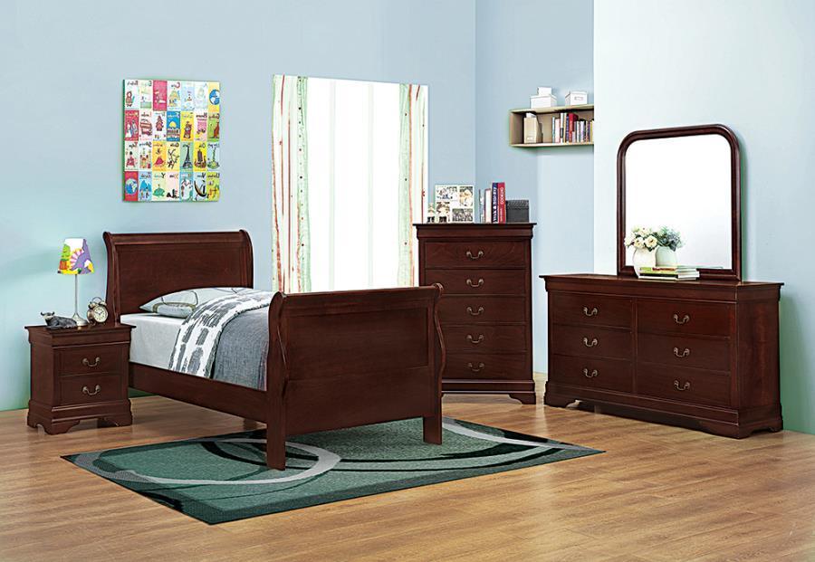Louis Philippe Bedroom Set with Sleigh Headboard Coaster Twin 4 Piece FredCo