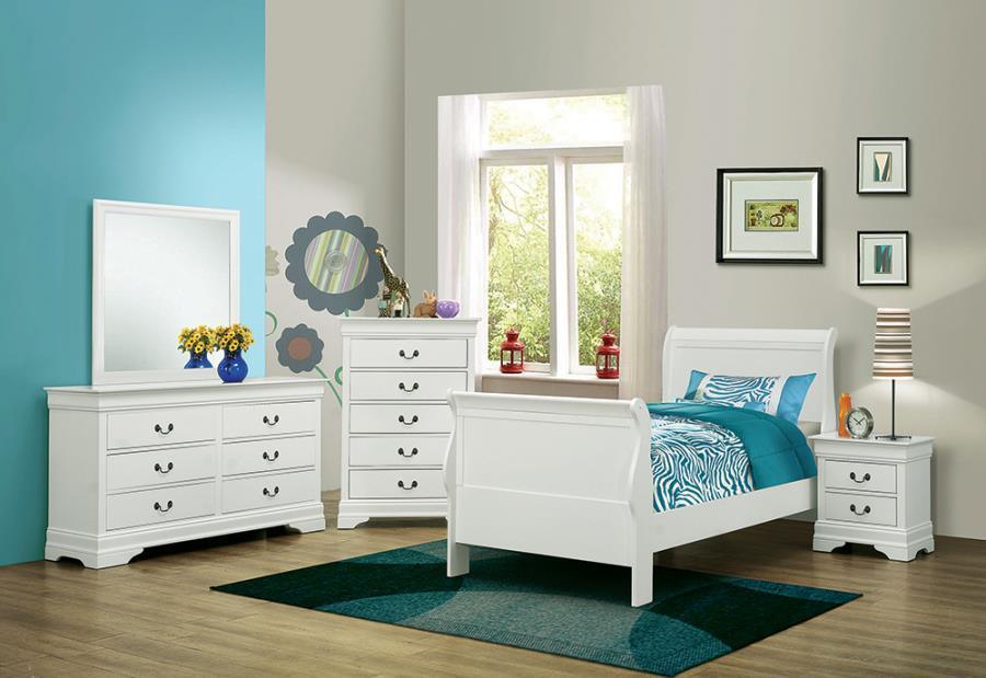 Louis Philippe Bedroom Set with Sleigh Headboard Coaster Twin 5-Piece FredCo