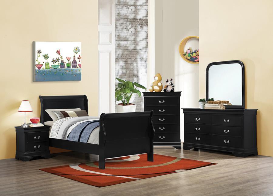 Louis Philippe Bedroom Set with Sleigh Headboard Coaster Twin, 5 Piece FredCo