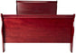 Louis Philippe Queen Sleigh Panel Bed Red Brown FredCo