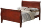 Louis Philippe Queen Sleigh Panel Bed Red Brown FredCo