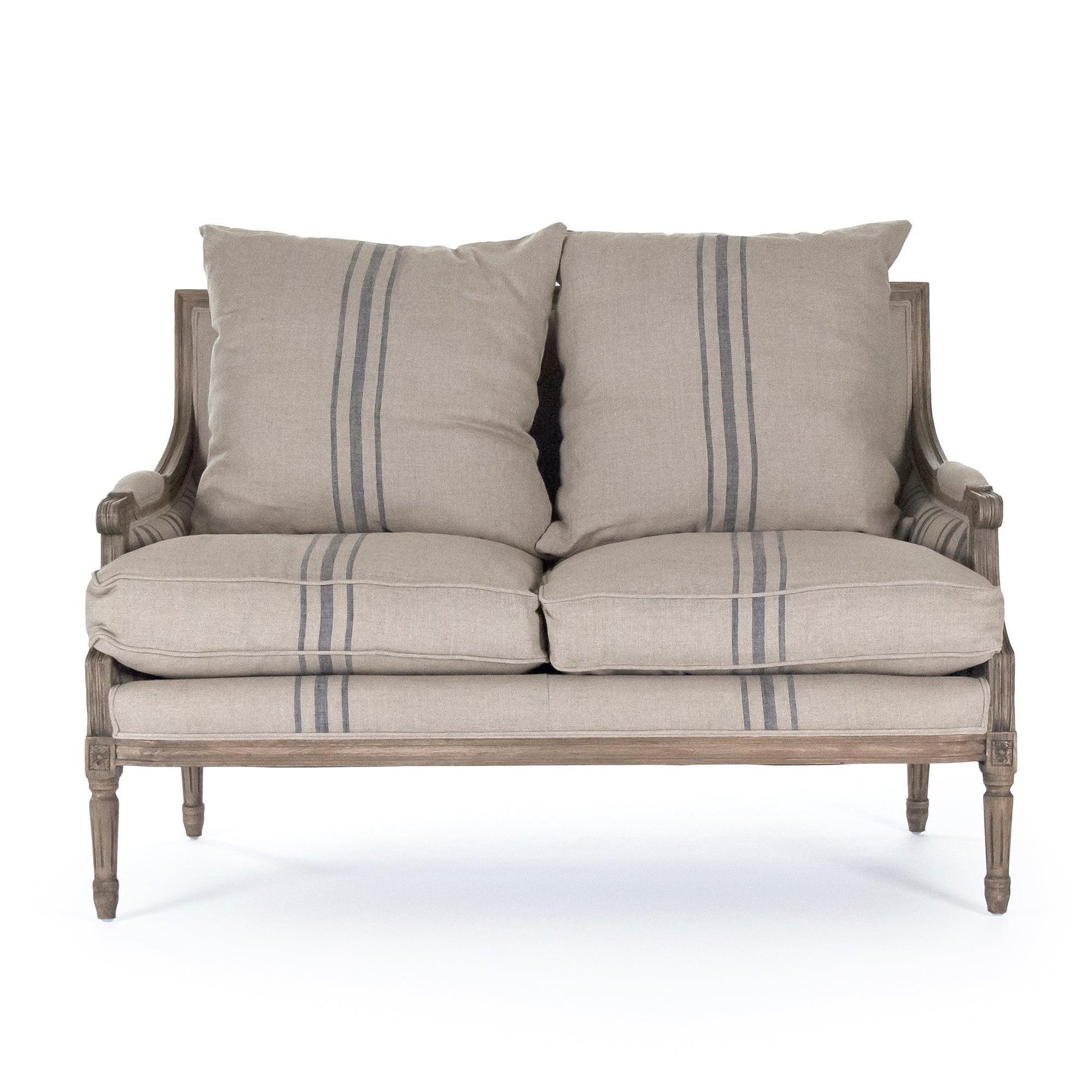 Louis Settee B007-2 E255-3 Stripe Blue A033 FredCo