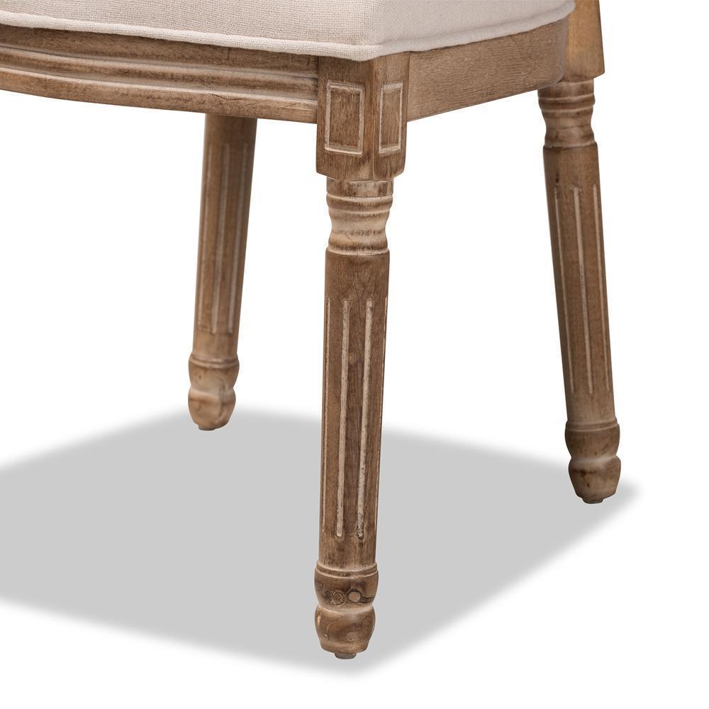 Louis Traditional French Inspired Beige Fabric Upholstered and Antique Brown Finished Wood 2-Piece Dining Chair Set FredCo
