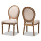 Louis Traditional French Inspired Beige Fabric Upholstered and Antique Brown Finished Wood 2-Piece Dining Chair Set FredCo