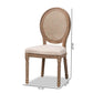 Louis Traditional French Inspired Beige Fabric Upholstered and Antique Brown Finished Wood 2-Piece Dining Chair Set with Rattan FredCo