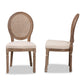 Louis Traditional French Inspired Beige Fabric Upholstered and Antique Brown Finished Wood 2-Piece Dining Chair Set with Rattan FredCo