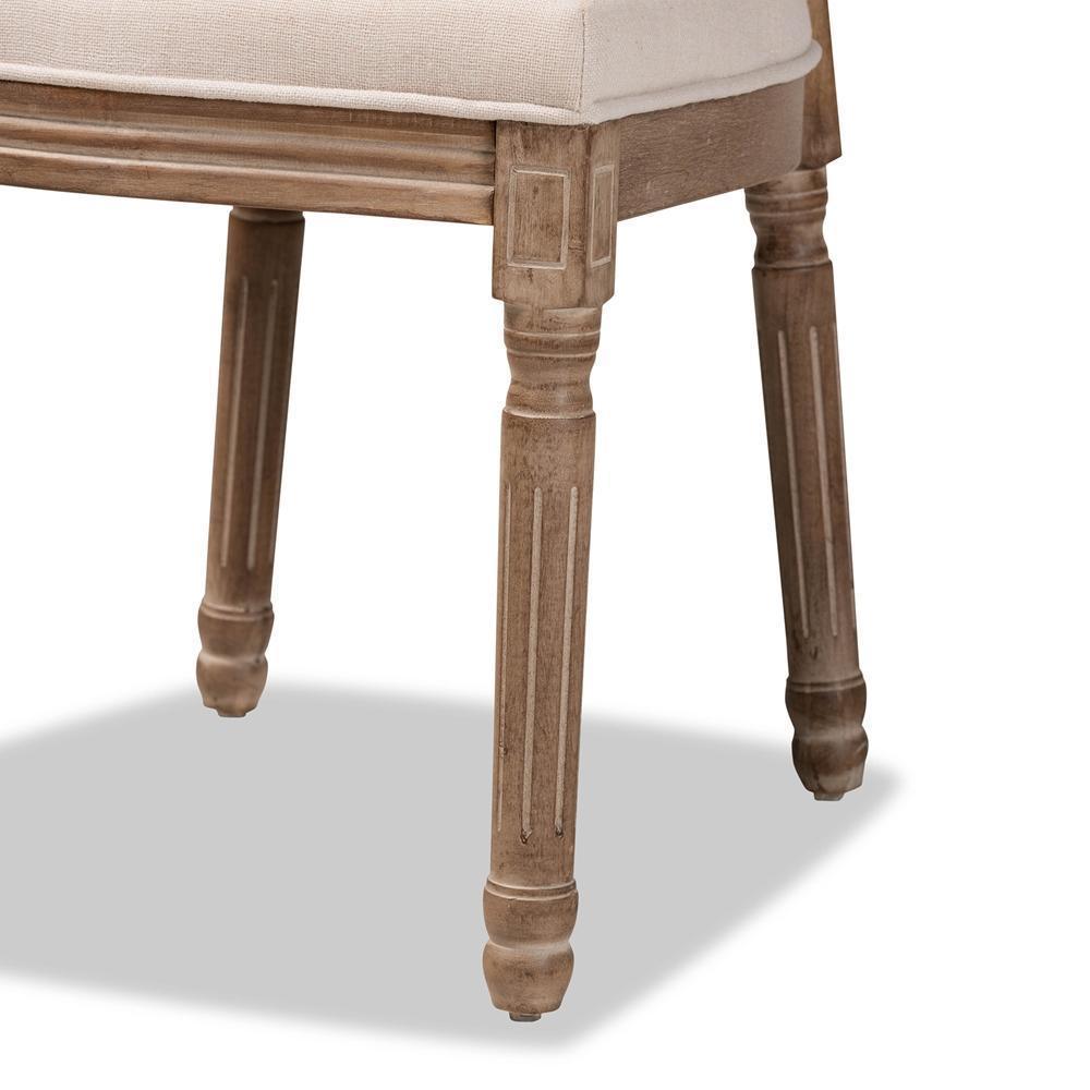 Louis Traditional French Inspired Beige Fabric Upholstered and Antique Brown Finished Wood 2-Piece Dining Chair Set with Rattan FredCo