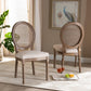 Louis Traditional French Inspired Beige Fabric Upholstered and Antique Brown Finished Wood 2-Piece Dining Chair Set with Rattan FredCo