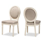Louis Traditional French Inspired Grey Fabric Upholstered and White Finished Wood 2-Piece Dining Chair Set FredCo