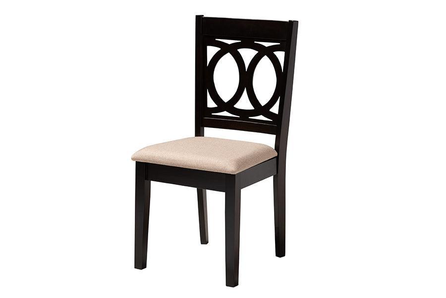 Louisa Modern Beige Fabric and Dark Brown Finished Wood 5-Piece Dining Set FredCo