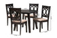 Louisa Modern Beige Fabric and Dark Brown Finished Wood 5-Piece Dining Set FredCo