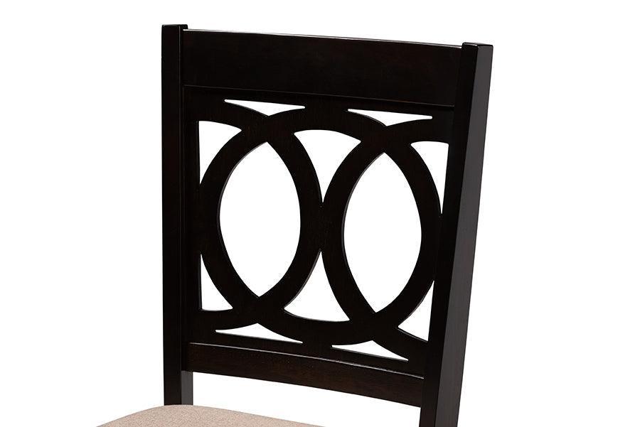 Louisa Modern Beige Fabric and Dark Brown Finished Wood 5-Piece Dining Set FredCo