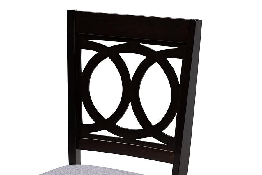 Louisa Modern Grey Fabric and Dark Brown Finished Wood 5-Piece Dining Set FredCo