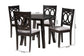 Louisa Modern Grey Fabric and Dark Brown Finished Wood 5-Piece Dining Set FredCo