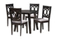 Louisa Modern Grey Fabric and Dark Brown Finished Wood 5-Piece Dining Set FredCo