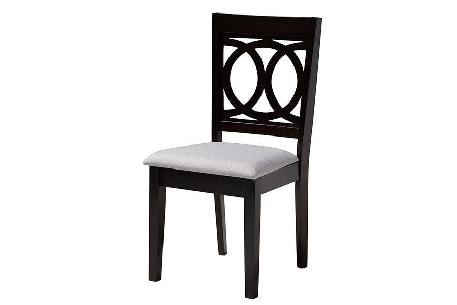 Louisa Modern Grey Fabric and Dark Brown Finished Wood 5-Piece Dining Set FredCo