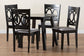 Louisa Modern Grey Fabric and Dark Brown Finished Wood 5-Piece Dining Set FredCo