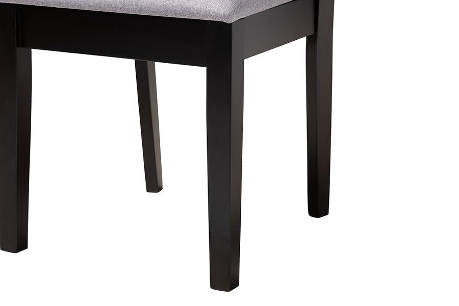 Louisa Modern Grey Fabric and Dark Brown Finished Wood 5-Piece Dining Set FredCo