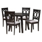 Louisa Modern Grey Fabric and Dark Brown Finished Wood 5-Piece Dining Set FredCo