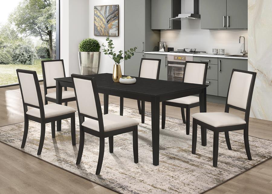 Louise 7-piece Rectangular Dining Set Black and Cream 101561-S7 Coaster FredCo