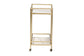 Louise Contemporary Glam and Luxe Gold Metal and White Marble 2-Tier Wine Cart FredCo