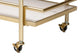 Louise Contemporary Glam and Luxe Gold Metal and White Marble 2-Tier Wine Cart FredCo