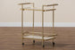 Louise Contemporary Glam and Luxe Gold Metal and White Marble 2-Tier Wine Cart FredCo