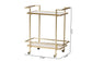 Louise Contemporary Glam and Luxe Gold Metal and White Marble 2-Tier Wine Cart FredCo