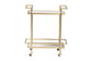 Louise Contemporary Glam and Luxe Gold Metal and White Marble 2-Tier Wine Cart FredCo