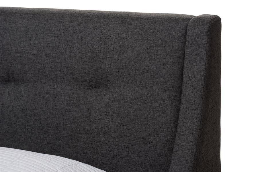 Louvain Mid-Century Modern Transitional Dark Grey Fabric Upholstered Twin Size 3-Piece Bedroom Set FredCo