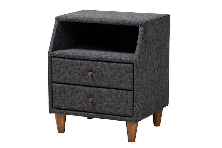 Louvain Mid-Century Modern Transitional Dark Grey Fabric Upholstered Twin Size 3-Piece Bedroom Set FredCo