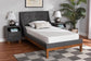 Louvain Mid-Century Modern Transitional Dark Grey Fabric Upholstered Twin Size 3-Piece Bedroom Set FredCo