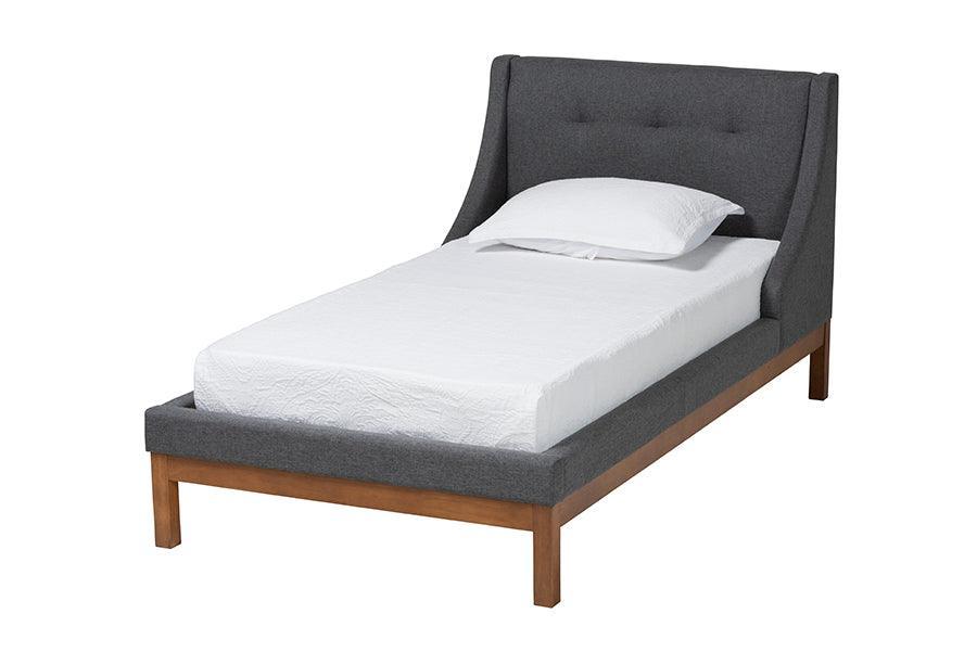 Louvain Mid-Century Modern Transitional Dark Grey Fabric Upholstered Twin Size 3-Piece Bedroom Set FredCo