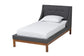 Louvain Mid-Century Modern Transitional Dark Grey Fabric Upholstered Twin Size 3-Piece Bedroom Set FredCo