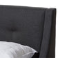 Louvain Modern and Contemporary Dark Grey Fabric Upholstered Walnut-Finished Queen Sized Platform Bed FredCo