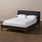 Louvain Modern and Contemporary Dark Grey Fabric Upholstered Walnut-Finished Queen Sized Platform Bed FredCo