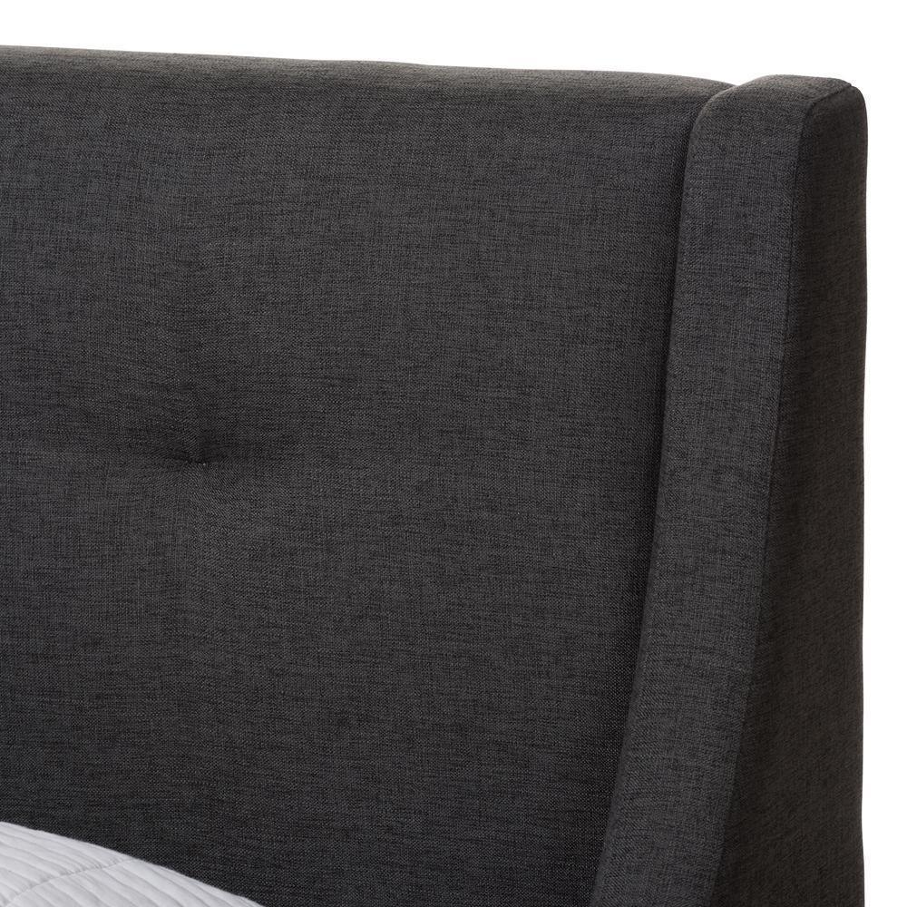 Louvain Modern and Contemporary Dark Grey Fabric Upholstered Walnut-Finished Twin Sized Platform Bed FredCo