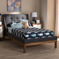 Louvain Modern and Contemporary Dark Grey Fabric Upholstered Walnut-Finished Twin Sized Platform Bed FredCo