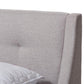 Louvain Modern and Contemporary Greyish Beige Fabric Upholstered Walnut-Finished Full Sized Platform Bed FredCo