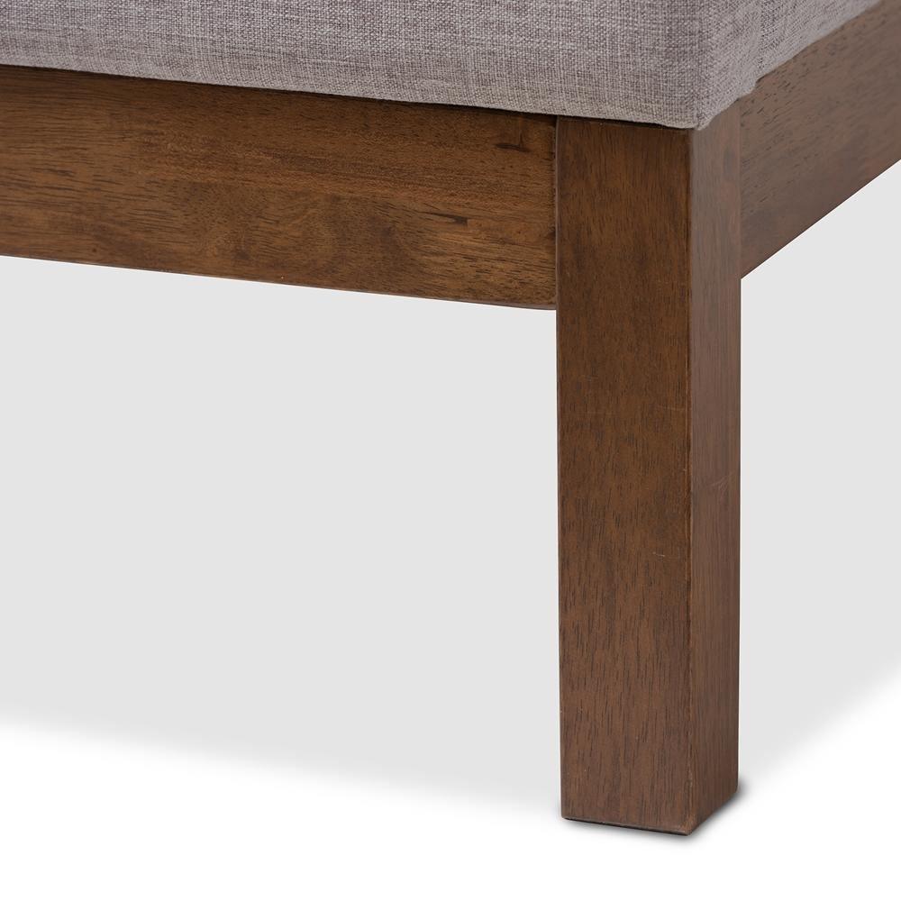Louvain Modern and Contemporary Greyish Beige Fabric Upholstered Walnut-Finished Full Sized Platform Bed FredCo