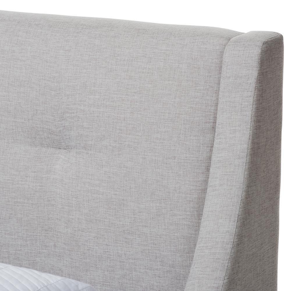Louvain Modern and Contemporary Greyish Beige Fabric Upholstered Walnut-Finished Twin Sized Platform Bed FredCo