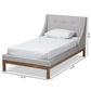 Louvain Modern and Contemporary Greyish Beige Fabric Upholstered Walnut-Finished Twin Sized Platform Bed FredCo