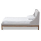 Louvain Modern and Contemporary Greyish Beige Fabric Upholstered Walnut-Finished Twin Sized Platform Bed FredCo